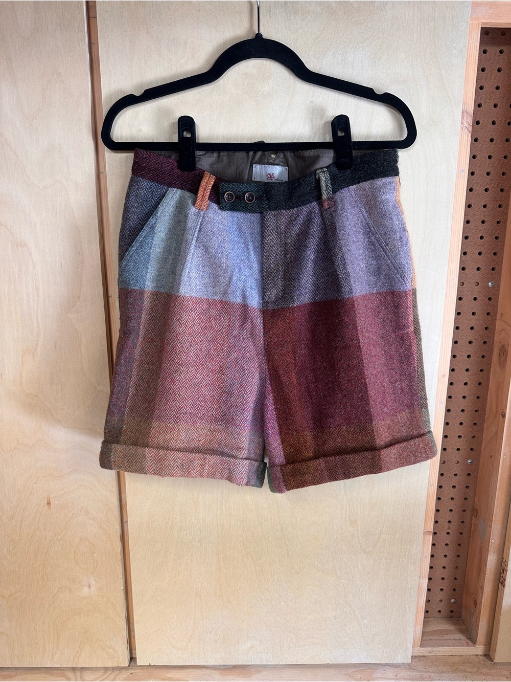 CARDIFF Womens Multicolor Plaid Wool Blend Shorts